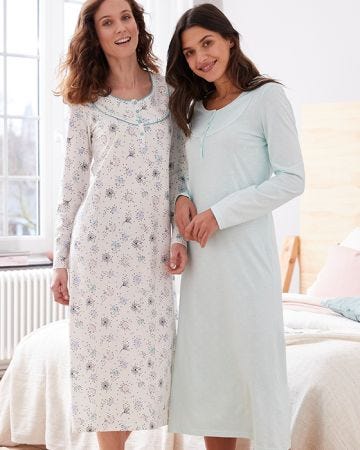 Pack of 2 Brushed Cotton Long Sleeve Nightdresses
