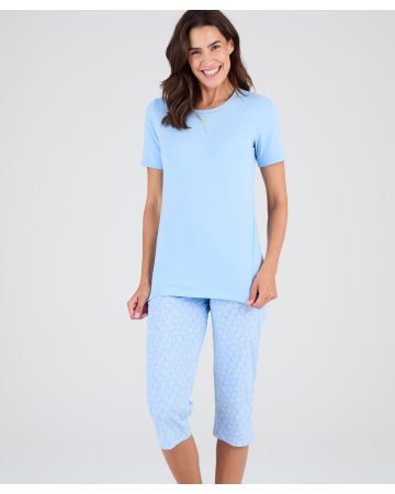 Short Sleeve Cropped Cotton Pyjamas