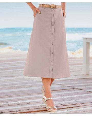 Linen Rich Button-through Skirt