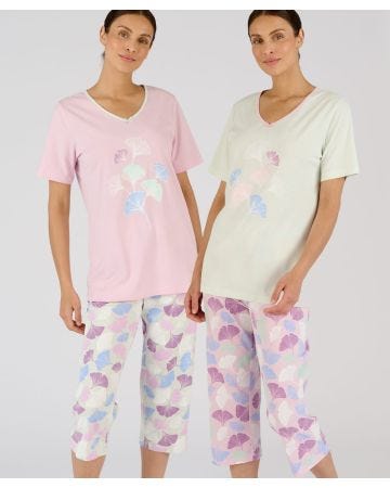 Pack of 2 Short Sleeve Cotton Crop Pyjamas
