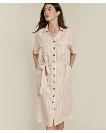 Button-through Linen Rich Dress