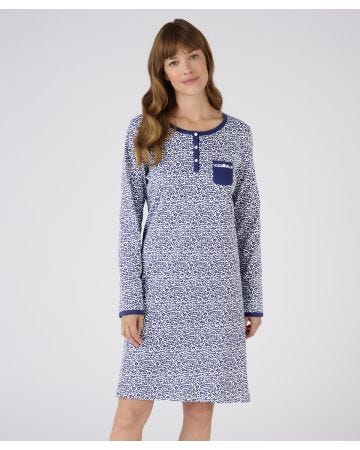 Animal Print Long Sleeve Nightdress