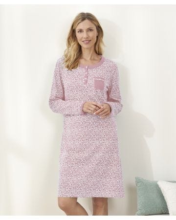Animal Print Long Sleeve Nightdress