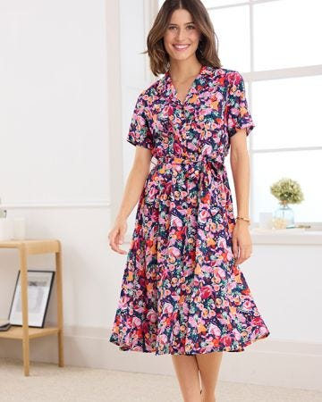 Button-through Print Dress