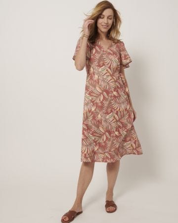 Print Mock Wrap Dress