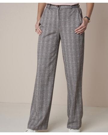 Check Wide-leg Trousers