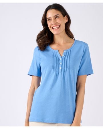 Pure Cotton Pleat Detail T-shirt