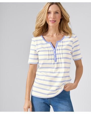 Skin Soft Pure Cotton Pleat Detail T-shirt