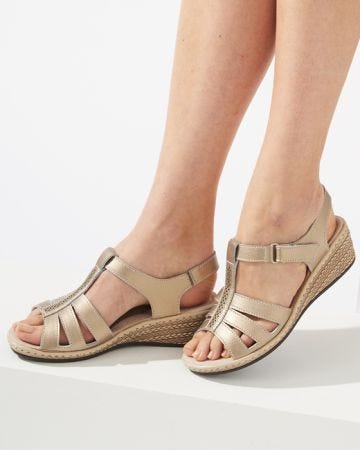 Touch fasten Wedge Leather Sandal