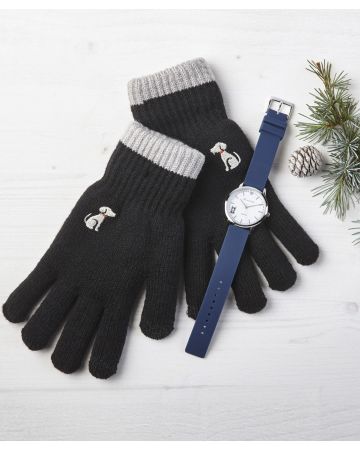 Dog Motif Gloves & Watch Set