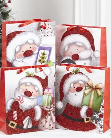 Set of 4 Santa Gift Bags