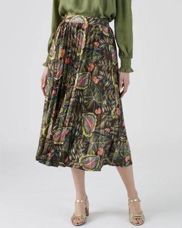 Print Sunray Pleat Skirt