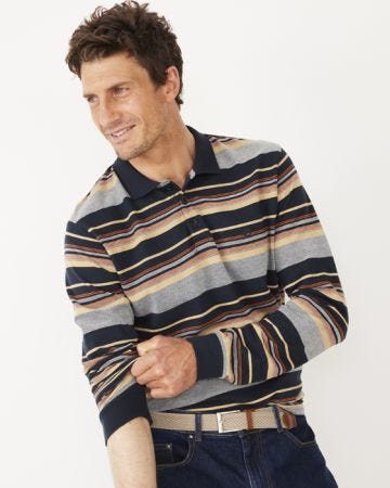 Long Sleeved Stripe Polo