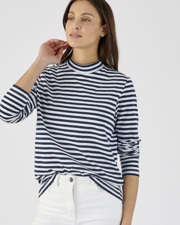 Turtleneck Long Sleeved Cotton T-shirt