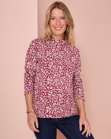 Turtleneck Long Sleeved Cotton T-shirt