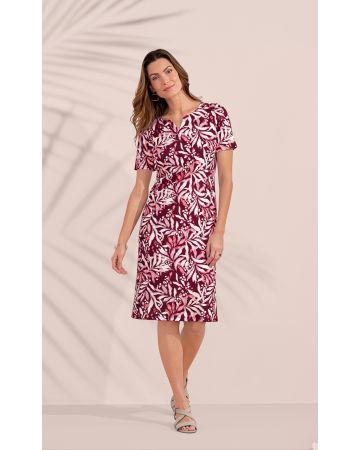 Textured Stretch Short Sleeve Shift Dress