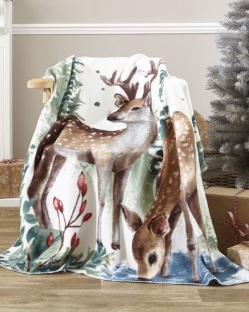 Pack of 2 Deer Fleece Throws