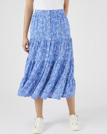 Button-through Print Skirt