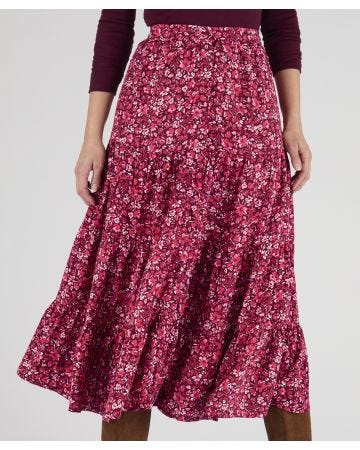 Button-through Print Skirt