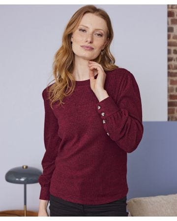 Skin Soft Button Cuff Jersey Top