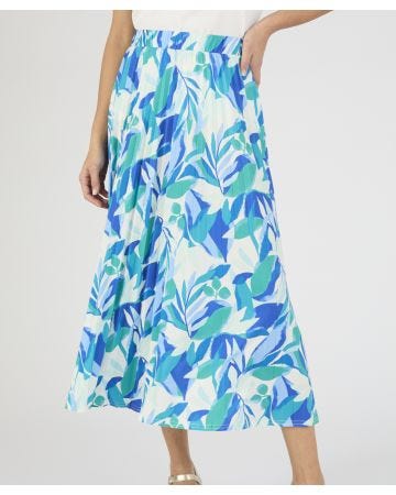 Jersey Print Pleated Skirt