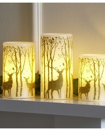 Set of 3 LED Woodland Candles