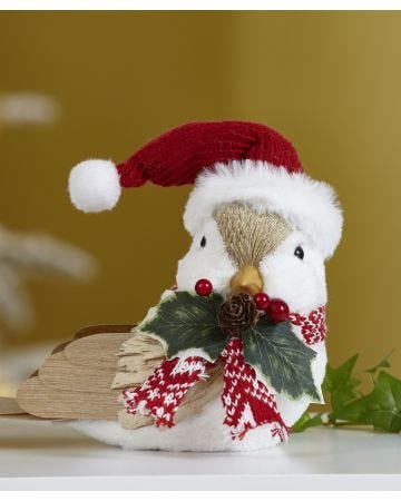 Sitting Bird in Santa Hat