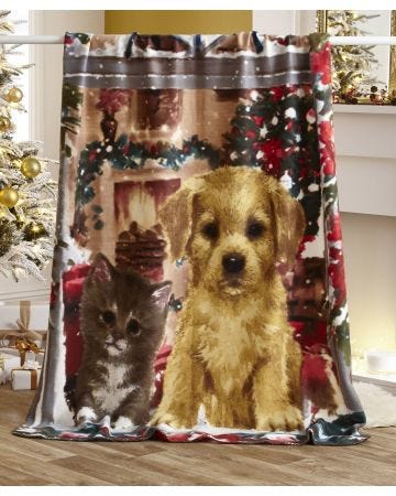 Pack of 2 puppy & kitten throws