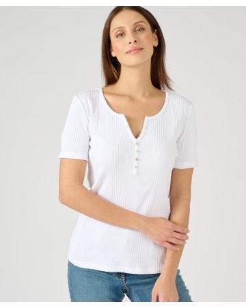 Ribbed Notch Neck T-shirt