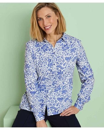 Jersey Floral Knit Blouse