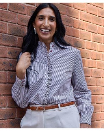 Stripe Frill Trim Blouse