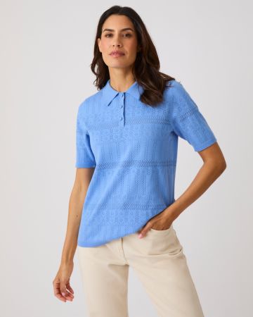  Pointelle Polo Jumper 