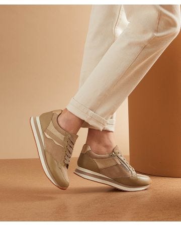 Amortyl Zip Detail Leather Trainers