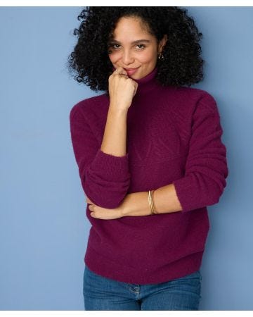 Thermolactyl Roll Neck Jacquard Detail  Jumper 