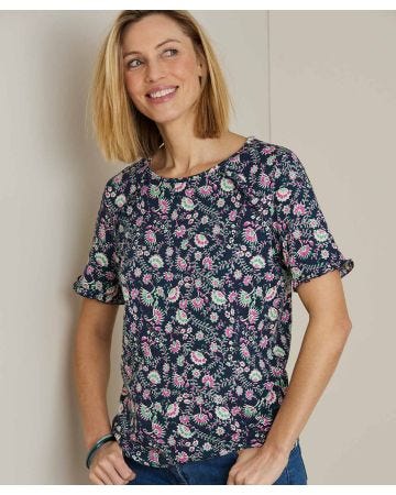 Skin Soft Ruffle Trim T-shirt