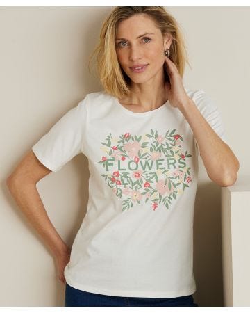 Skin Soft  Pure Cotton Floral Printed T-shirt