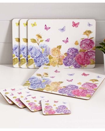 Hydrangea Coaster & Table Mat Set