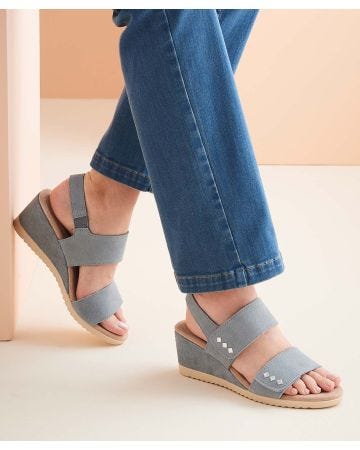 Touch Fasten Suede Wedge Sandal