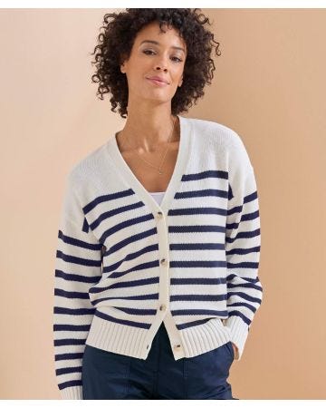 Stripe V-Neck Cardigan