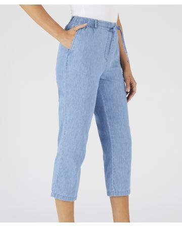 Cropped Pull-on Cotton Trousers