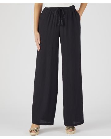 Wide-leg Crinkle Trousers