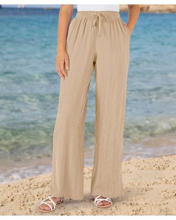Wide-leg Crinkle Trousers 