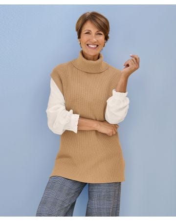 Roll Neck Ribbed Jumper
