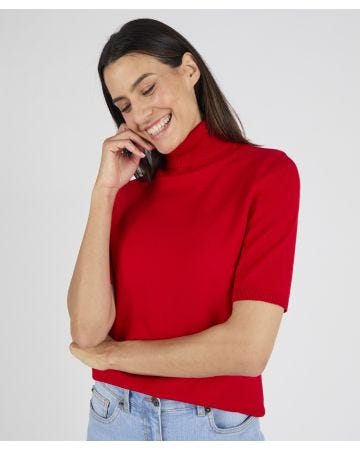 Short Sleeve Roll Neck Jumper 