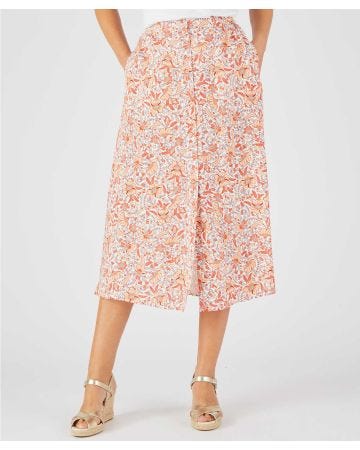 Floral Print Button Through Skirt