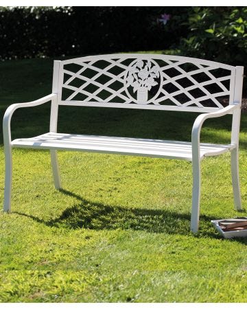 Coalbrookdale garden bench white