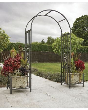 Huntindon arch with planters