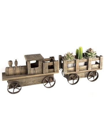 Wooden Train Carriage Planter