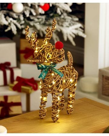 Red Nose Reindeer Decoration with LEDs