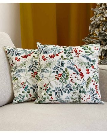 2 Winter Holly Cushion Covers